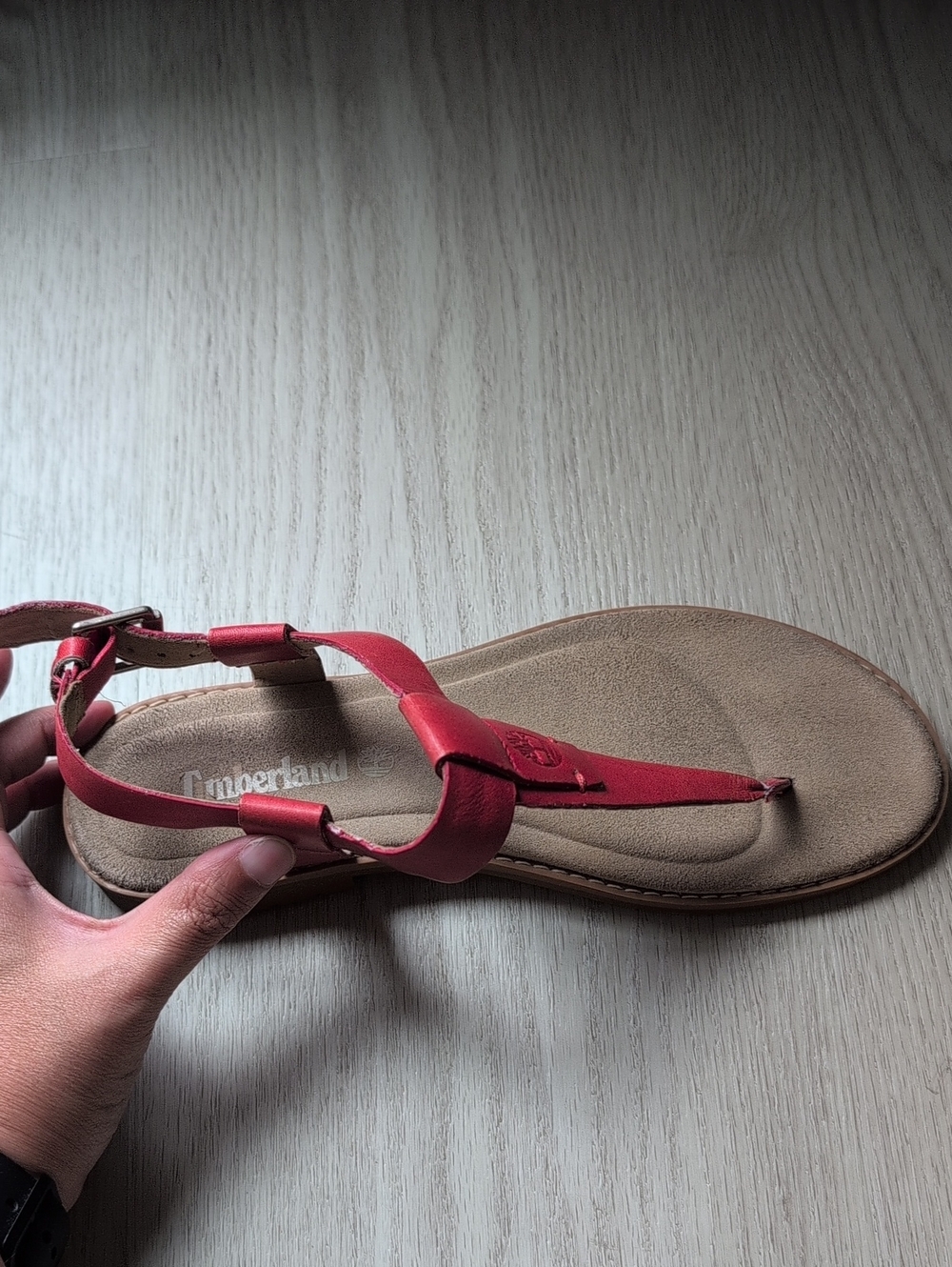 Timberland Women's Crimson Leather T-Strap Sandals